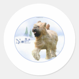 Briard Noel Classic Round Sticker