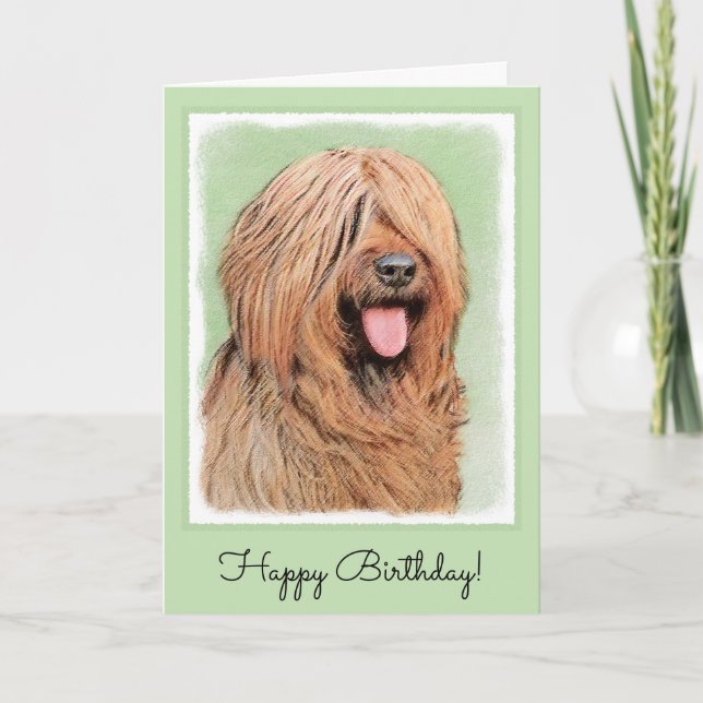 Briard Painting - Cute Original Dog Art Card (Front)