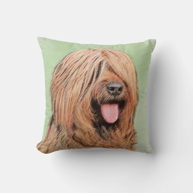 Briard Painting - Cute Original Dog Art Cushion (Front)