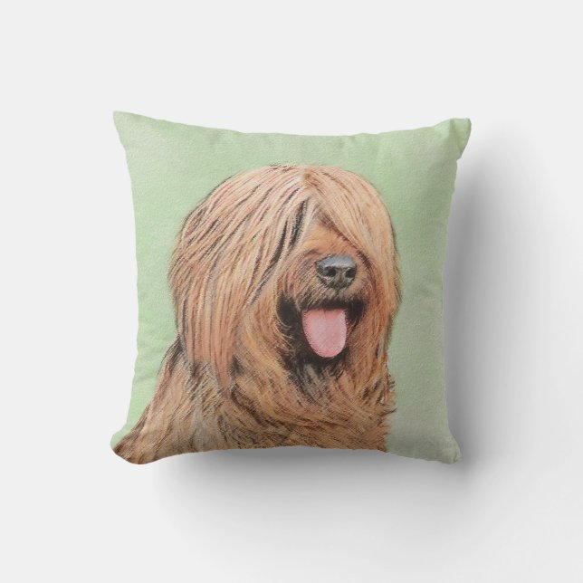 Briard Painting - Cute Original Dog Art Cushion (Front)