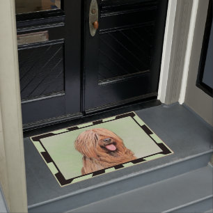 Briard Painting - Cute Original Dog Art Doormat