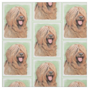 Briard Painting - Cute Original Dog Art Fabric