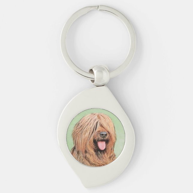 Briard Painting - Cute Original Dog Art Key Ring (Front)