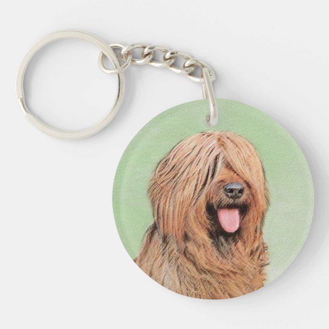Briard Painting - Cute Original Dog Art Key Ring (Front)