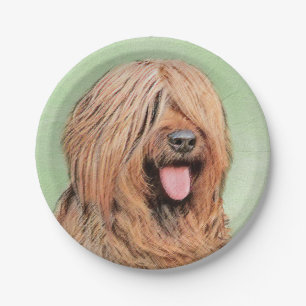 Briard Painting - Cute Original Dog Art Paper Plate