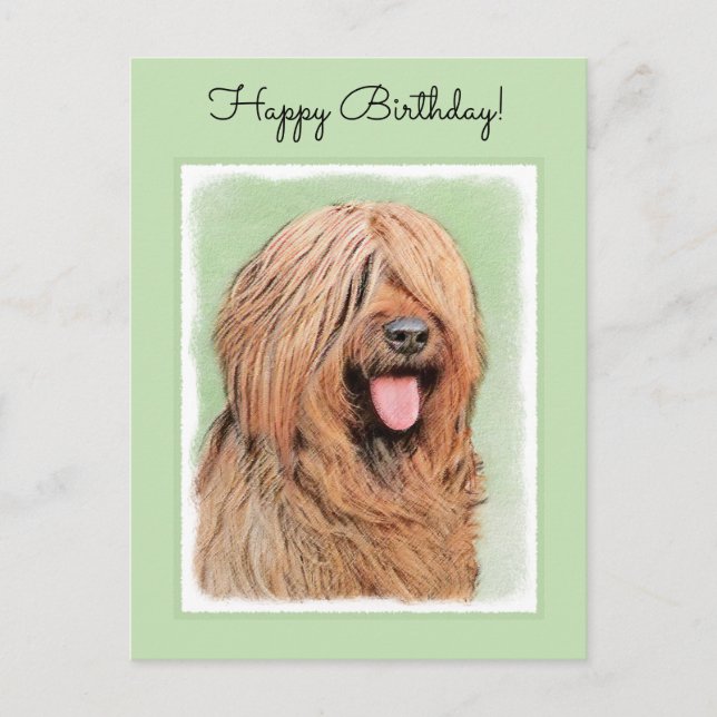 Briard Painting - Cute Original Dog Art Postcard (Front)