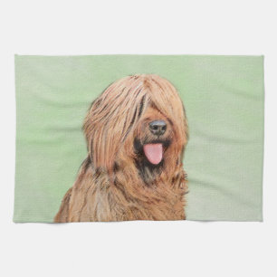 Briard Painting - Cute Original Dog Art Tea Towel
