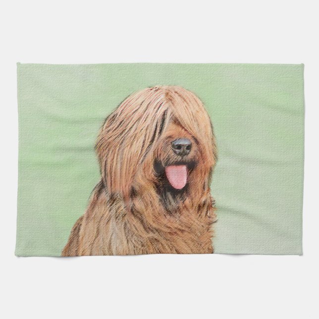 Briard Painting - Cute Original Dog Art Tea Towel (Horizontal)