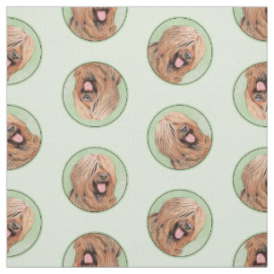 Briard Painting Tawny Black Overlay Cute Dog Art Fabric