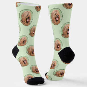 Briard Painting Tawny Black Overlay Cute Dog Art Socks