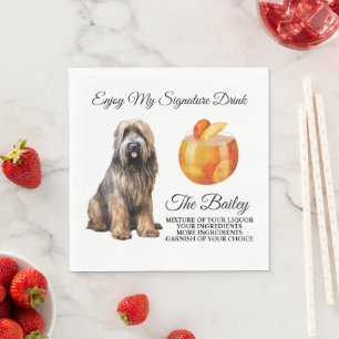 Briard Pet Cocktail Signature Drink Wedding Pet Napkin