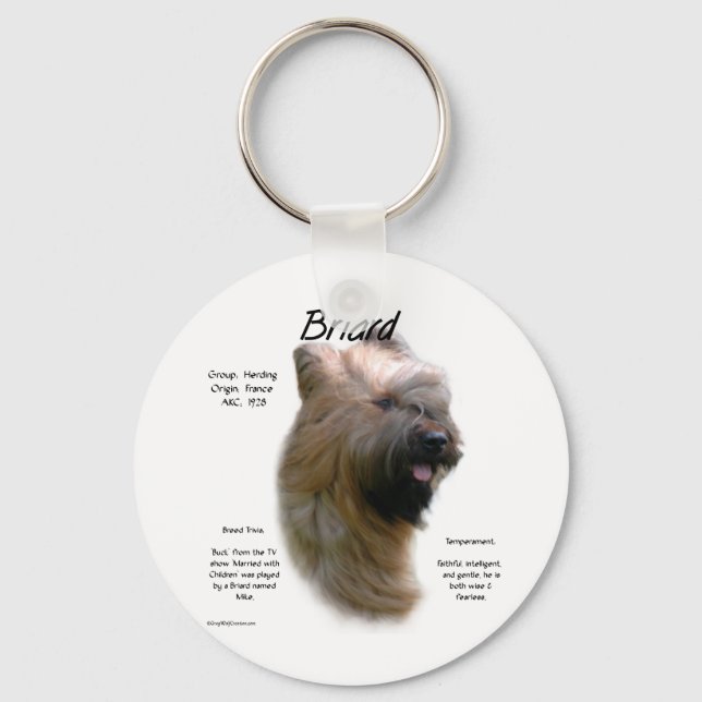 Briard (tawny) History Design Key Ring (Front)