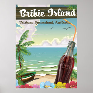 Bribie Island Australia vintage travel poster