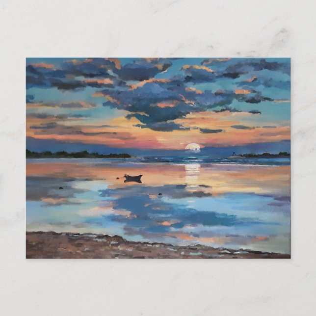 Bribie Island Queensland at moonrise Announcement Postcard (Front)