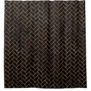BRICK2 BLACK MARBLE & BROWN STONE SHOWER CURTAIN