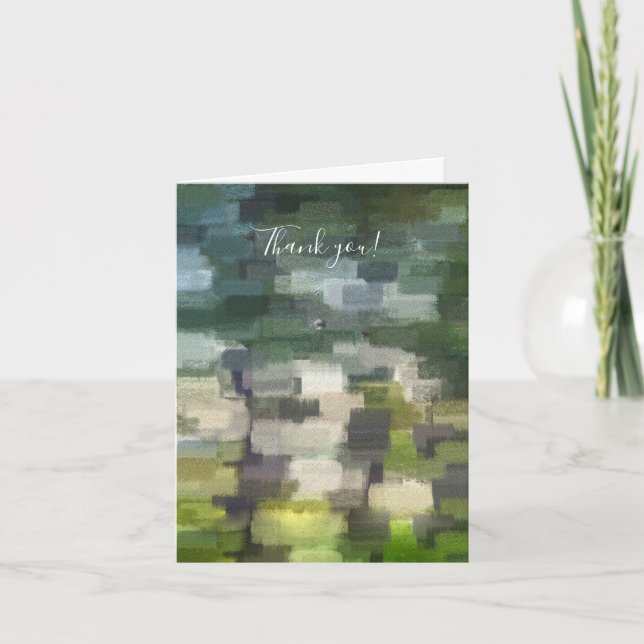 Brick Abstract Summer Green Thank you Note Card (Front)