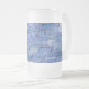 Brick Abstract Winter Blues Frosted Glass Beer Mug