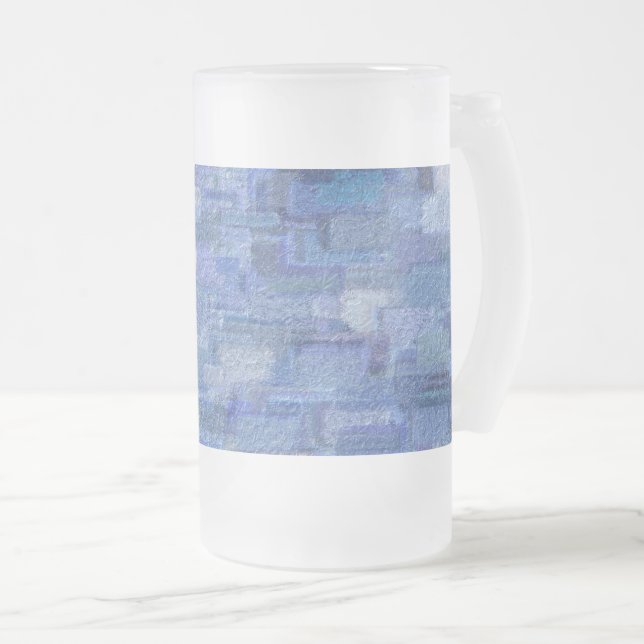 Brick Abstract Winter Blues Frosted Glass Beer Mug (Front Right)