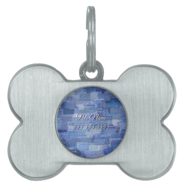 Brick Abstract Winter Blues Pet Tag (Front)