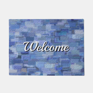 Brick Abstract Winter Blues Welcome Doormat