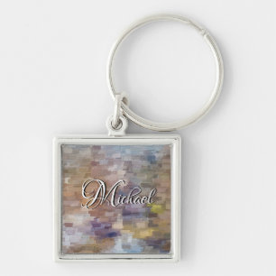 Brick Abstract Winter Fall Name Square Keychain