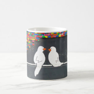 brick bird wall : graffiti wall coffee mug