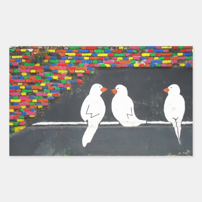brick bird wall : graffiti wall rectangular sticker (Front)