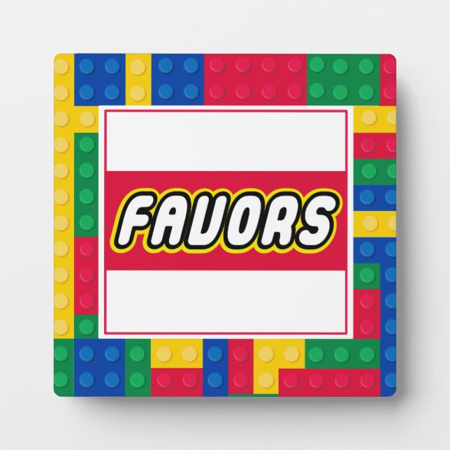 Brick Builder  Birthday Party FAVOR SIGN Plaque (Front)