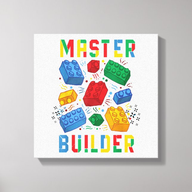Brick Builder Funny Blocks Building Master Builder Canvas Print (Front)