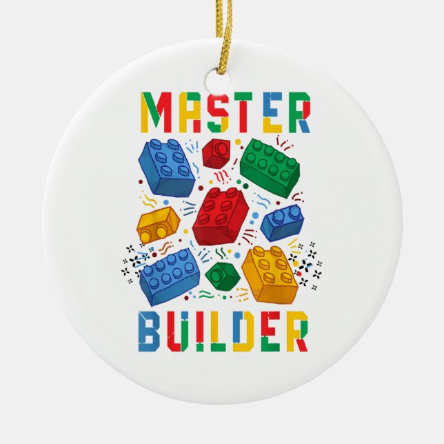 Brick Builder Funny Blocks Building Master Builder Ceramic Tree Decoration (Front)