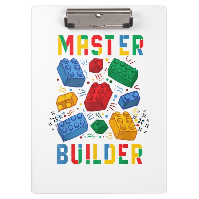 Brick Builder Funny Blocks Building Master Builder Clipboard (Front)