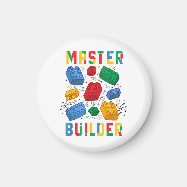 Brick Builder Funny Blocks Building Master Builder Magnet (Front)