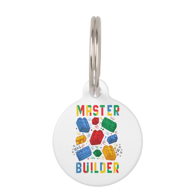 Brick Builder Funny Blocks Building Master Builder Pet Tag (Front)
