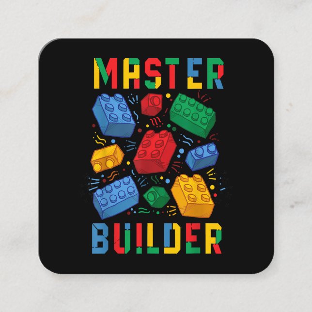 Brick Builder Funny Blocks Building Master Builder Square Business Card (Front)