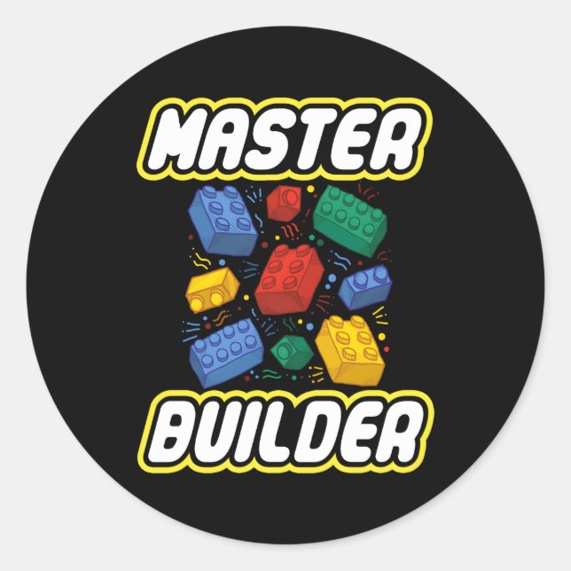 Brick Builder Master Builder Blocks Building Classic Round Sticker (Front)