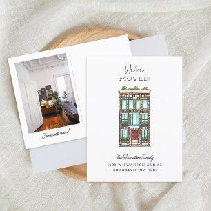 Brick Building Moving Announcement Postcard