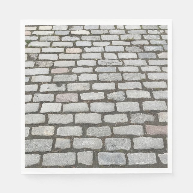Brick Cobblestone Street Pathway Nature Photograph Napkin (Front)