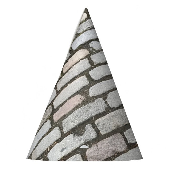 Brick Cobblestone Street Pathway Nature Photograph Party Hat (Left)