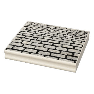 Brick Cobblestone Street Pathway Nature Photograph Rubber Stamp