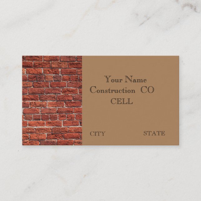 Brick Construction Company business card (Front)