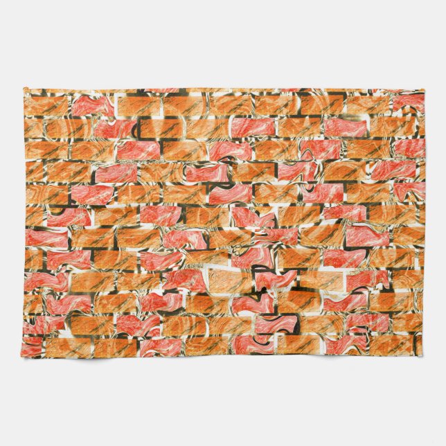 Brick design with bright tones separating them tea towel (Horizontal)