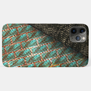 Brick effect light blue spotted, dark brown detail iPhone 11 pro max case