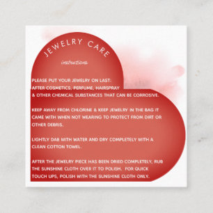 Brick Heart Arch Jewellery Care Instruction Thanks Square Business Card