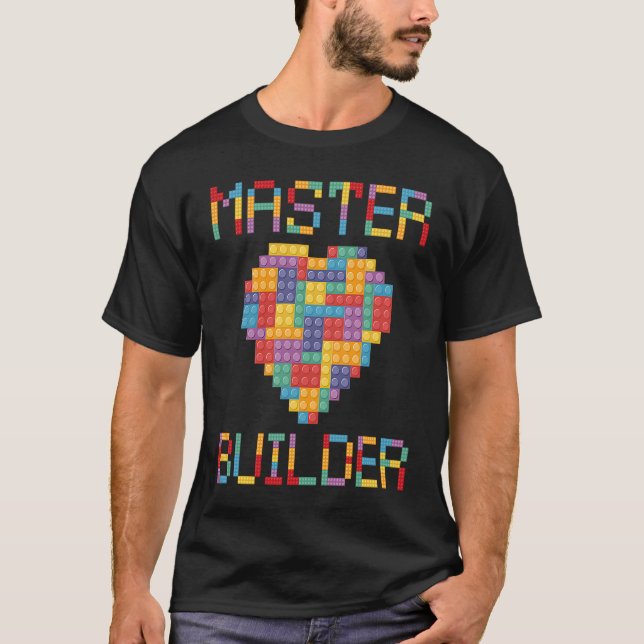 Brick Heart Builder  Blocks Master Builder T-Shirt (Front)