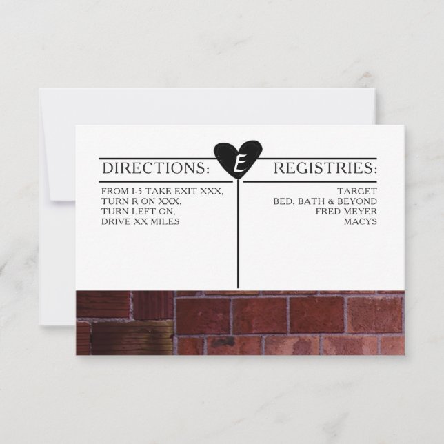 Brick Industrial Wedding Invitation Details Card (Front)