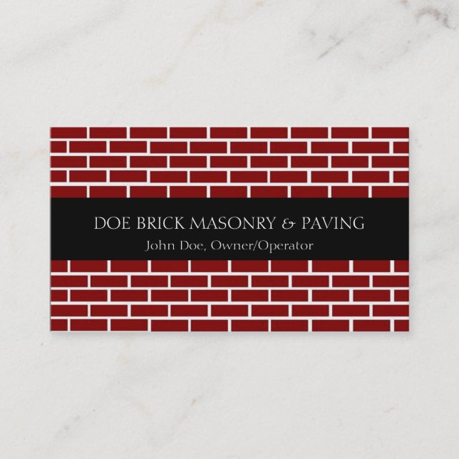 Brick Mason Black/Fire Red Brick Business Card (Front)
