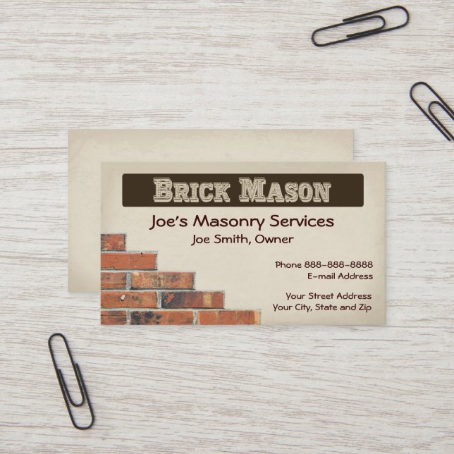 Brick Mason Masonry Business Card (Front/Back In Situ)