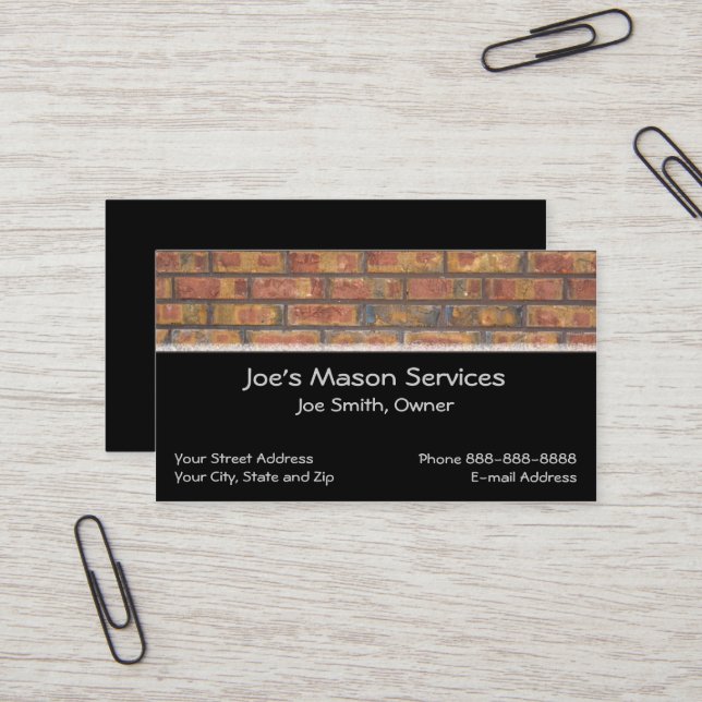 Brick Mason Masonry Business Card (Front/Back In Situ)