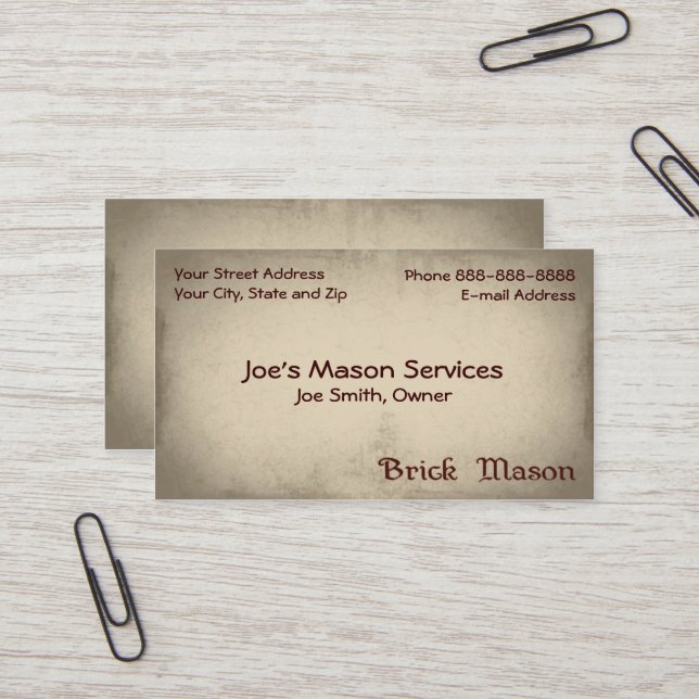 Brick Mason Masonry Business Card (Front/Back In Situ)