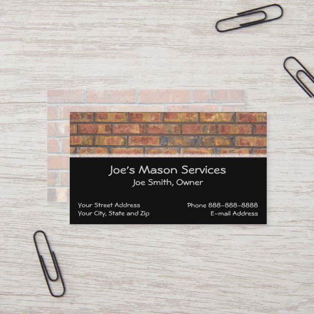 Brick Mason Masonry Business Card (Front/Back In Situ)